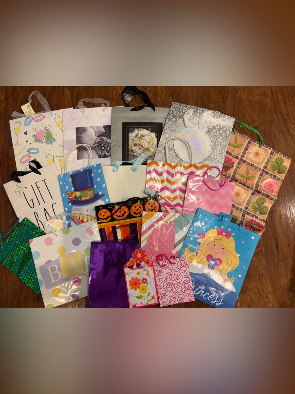 Assorted Party Gift Bags - Mixed Colors bundle of 18